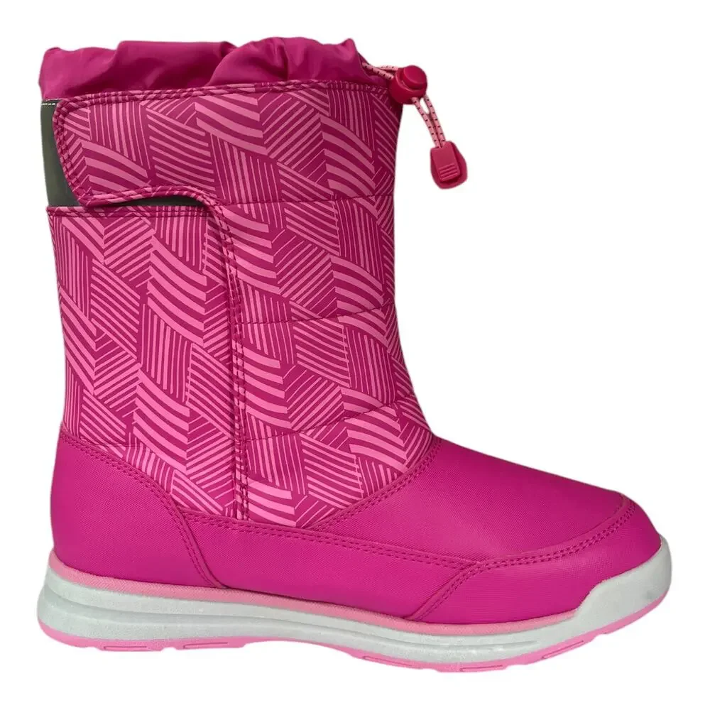 NEW Lands End Snow Flurry Winter Boot Raspberry Pink Geometric Pattern Big Kid 7